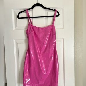 REVOLVE Faux leather hot pink dress